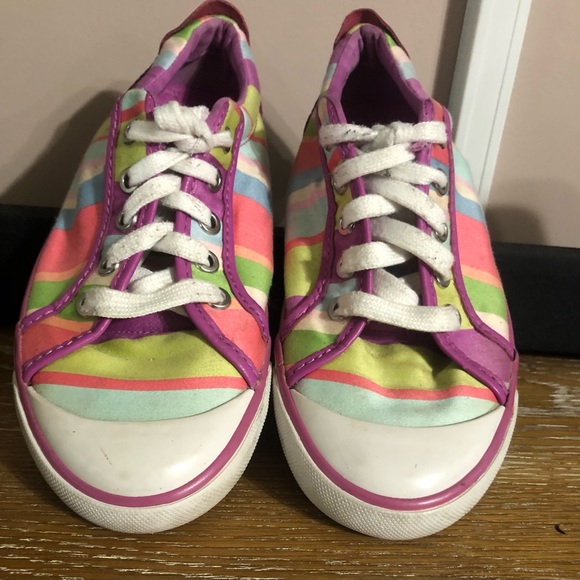 Coach Barrett Fun Rainbow Multi Colored Ladies Low Top Striped Size 6.5 - Picture 5 of 9